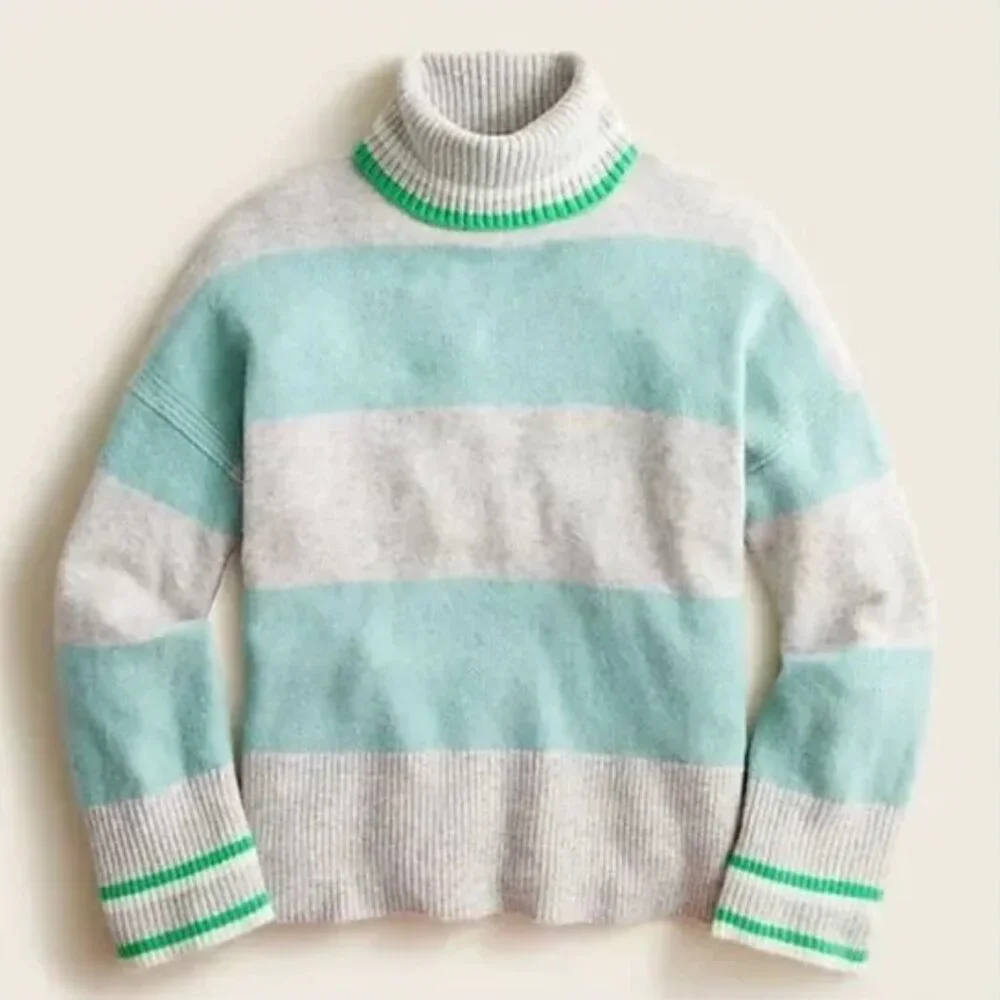 J. Crew Striped Turtleneck Sweater in Supersoft Yarn